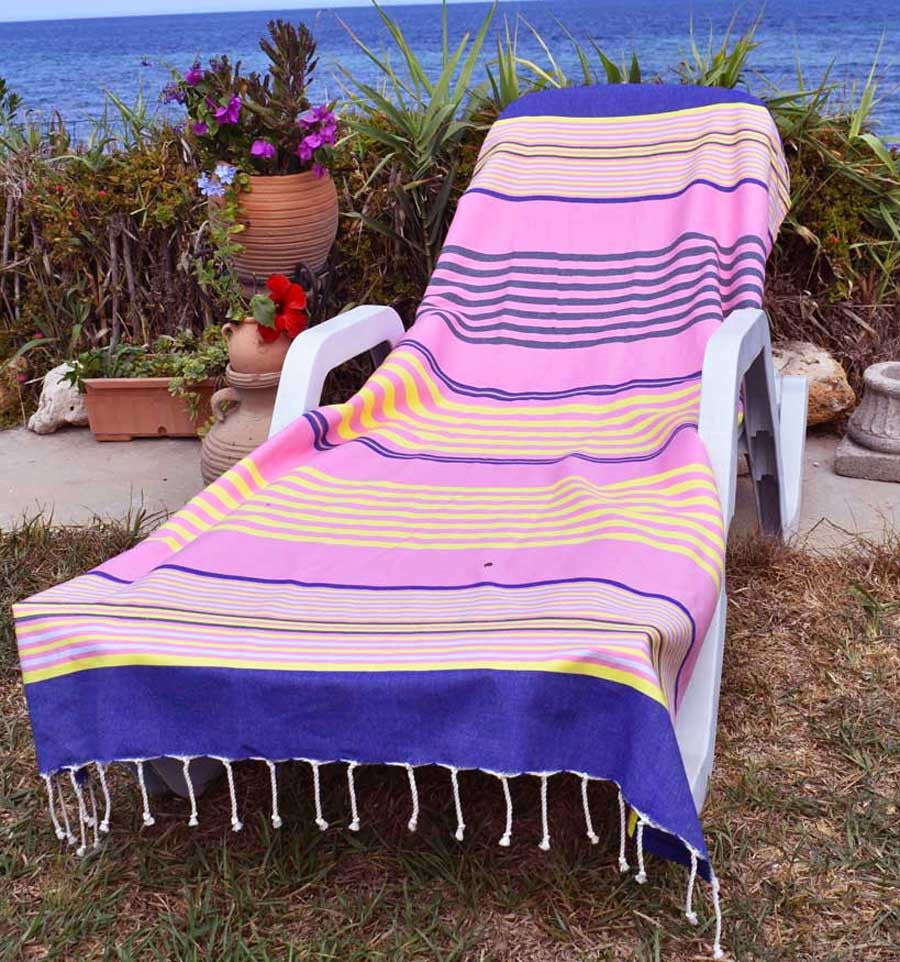 Fouta 5 couleurs rose, bleu denim, jaune, gris clair et anthracite Fouta Tunisia - 1