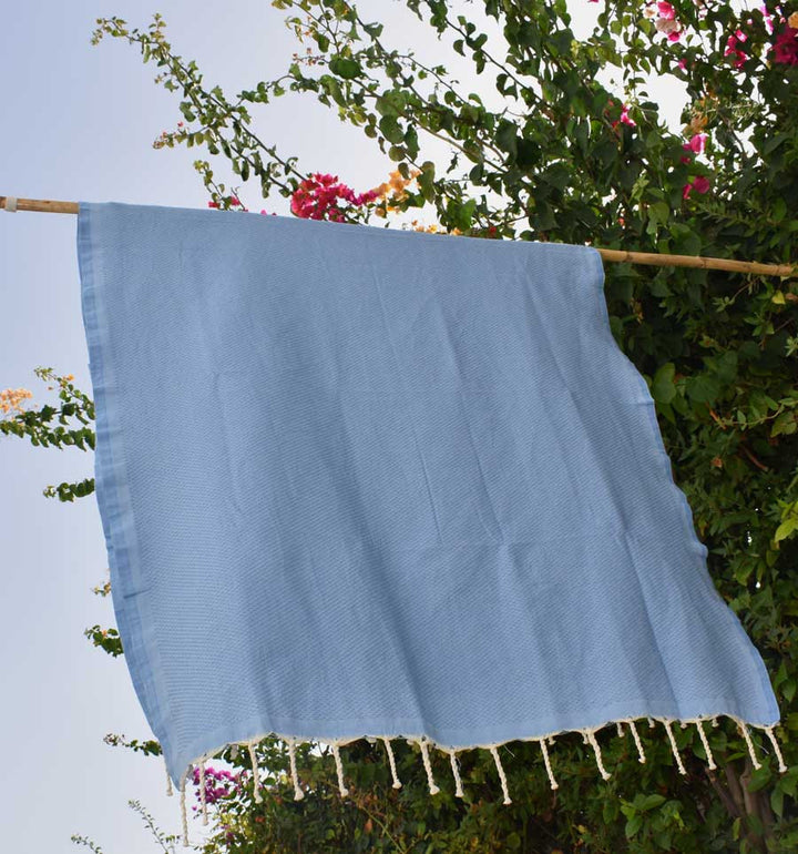FOUTA NID D4ABEILLE unie bleu Fouta Tunisia - 3