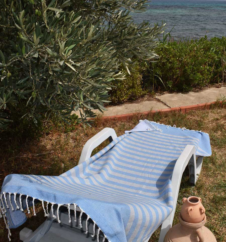 Eponge bleu et gris très clair Fouta Tunisia - 1