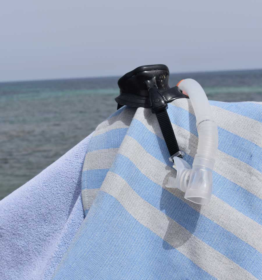 Eponge bleu et gris très clair Fouta Tunisia - 5