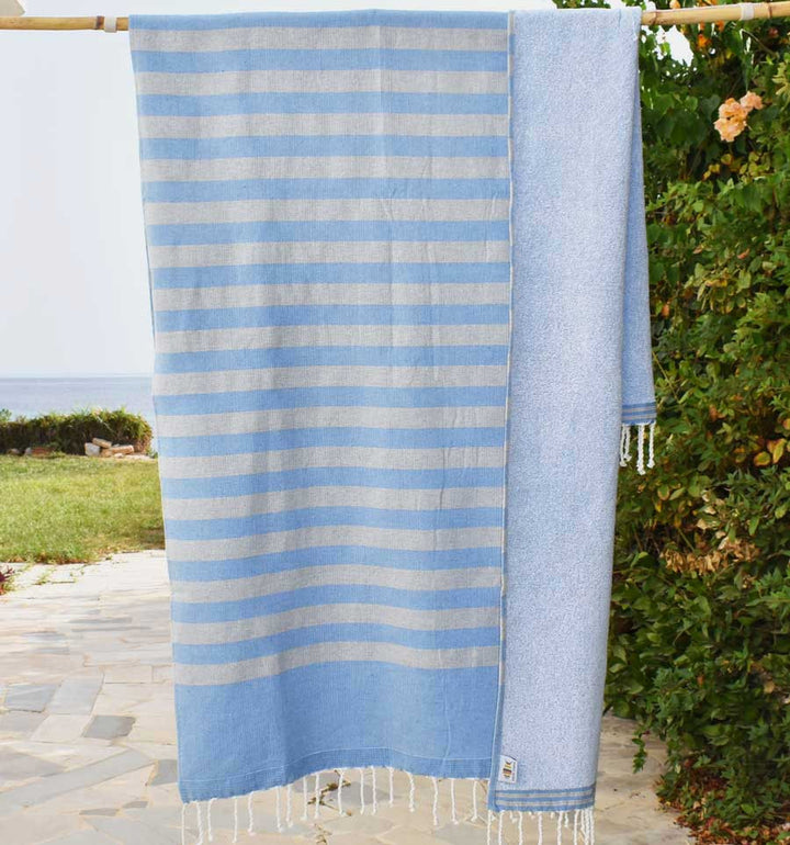 Eponge bleu et gris très clair Fouta Tunisia - 4