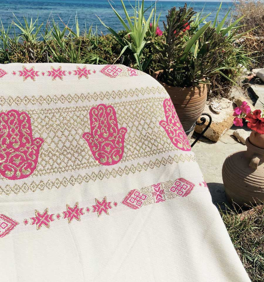 Fouta Khomsa rose foncé Fouta Tunisia - 4