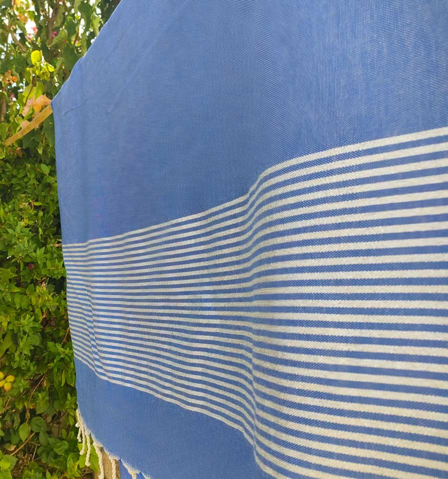 Fouta Lurex plate bleu barbeau  - 4