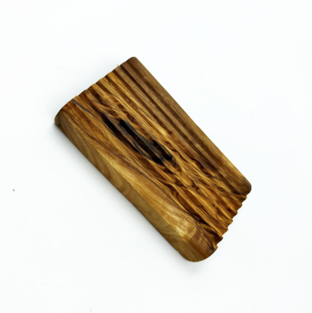 Porte savon avec rainures en bois d'olivier  - 3