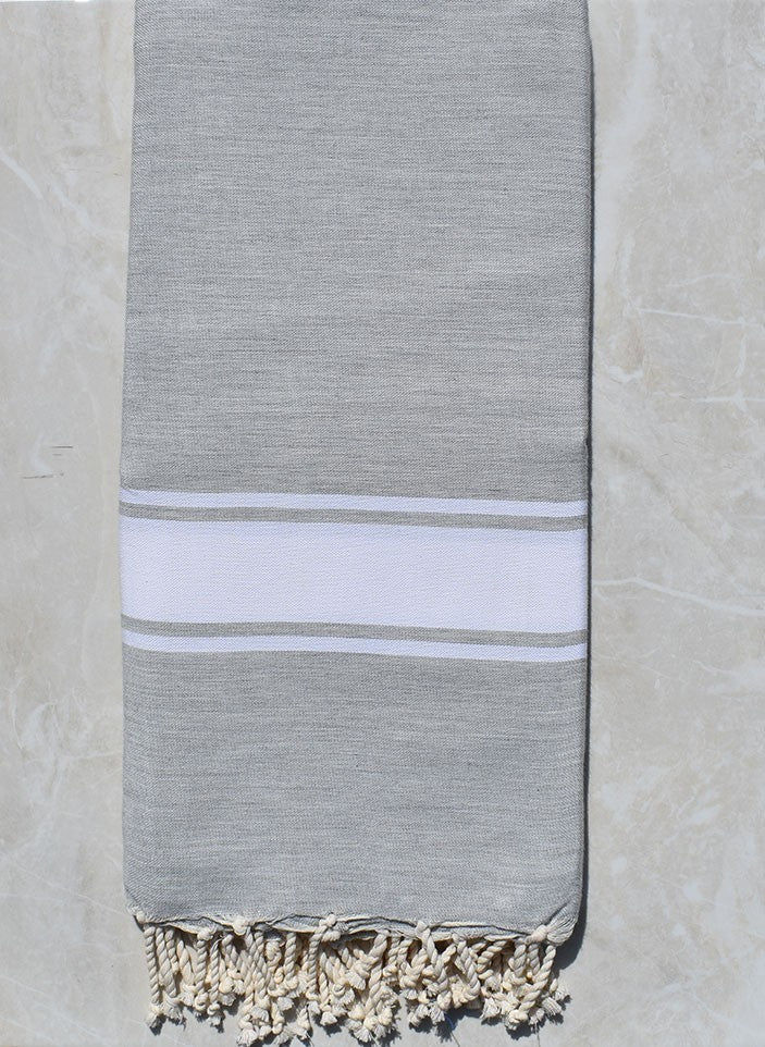 Jeté gris argent 1.90m*2m Fouta Tunisia - 1