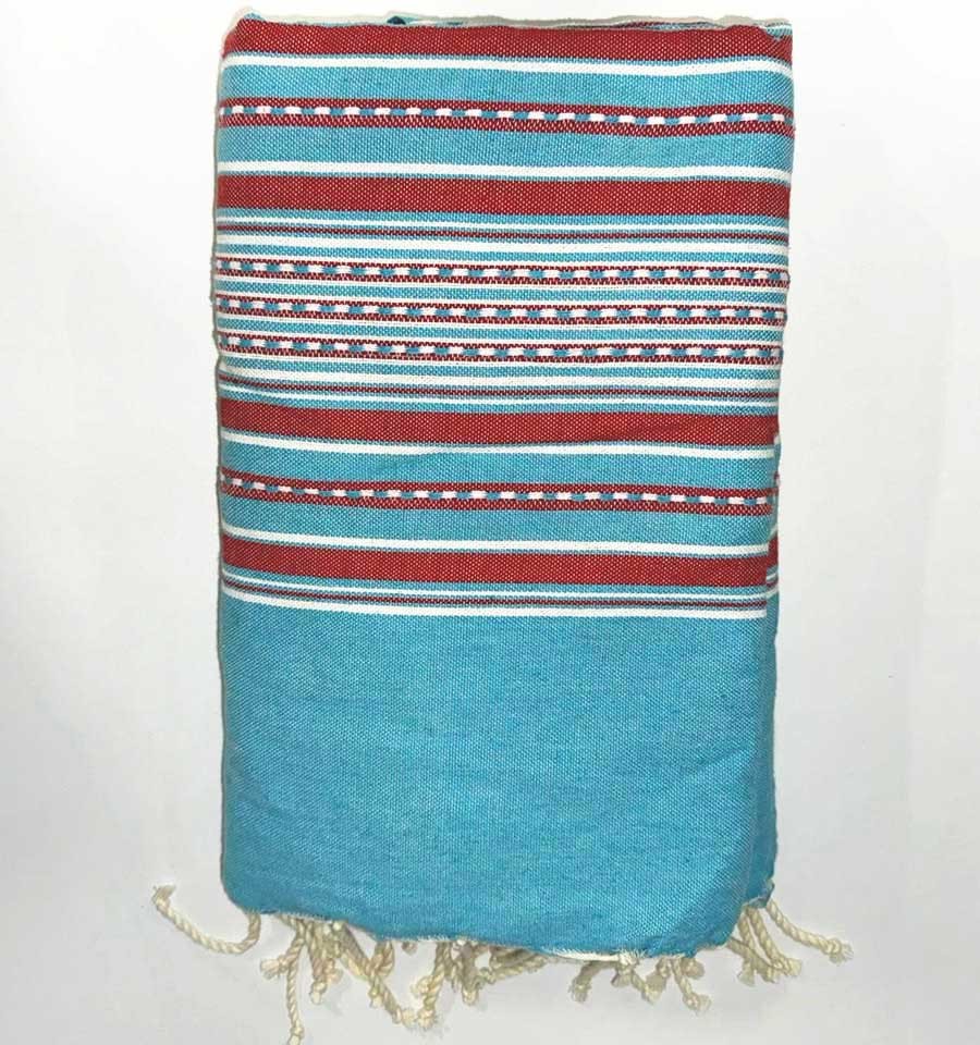 jette arabesque turquoise et rouge Fouta Tunisia - 1