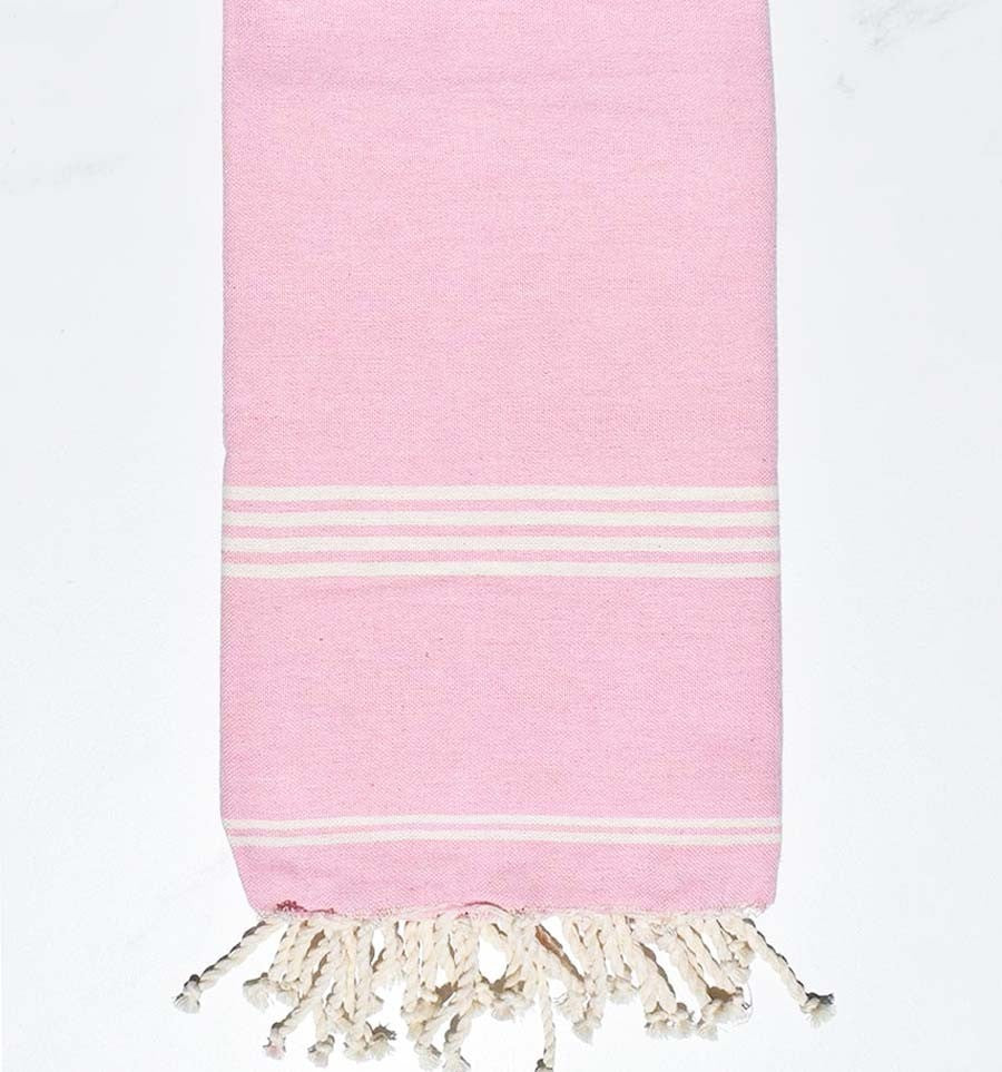 Fouta Mykonos en Coton Recyclé rose dragée Fouta Tunisia - 1