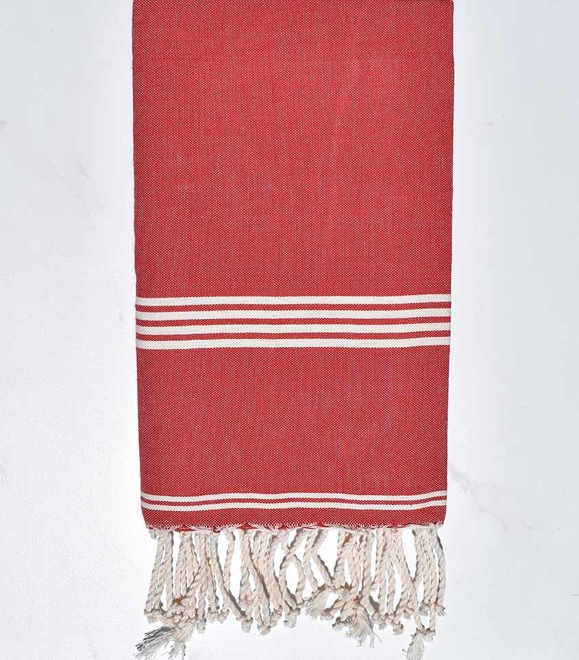 Fouta Mykonos en coton recyclé rouge Fouta Tunisia - 3