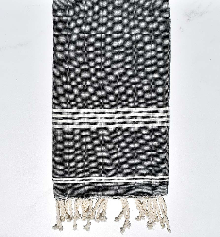 Fouta Mykonos en Coton Recyclé gris foncé Fouta Tunisia - 1