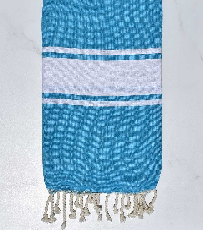 Fouta en Coton Recyclé bleu azur Fouta Tunisia - 1