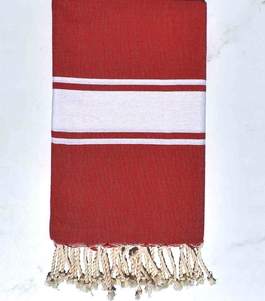 Fouta en Coton Recyclé rouge Fouta Tunisia - 1