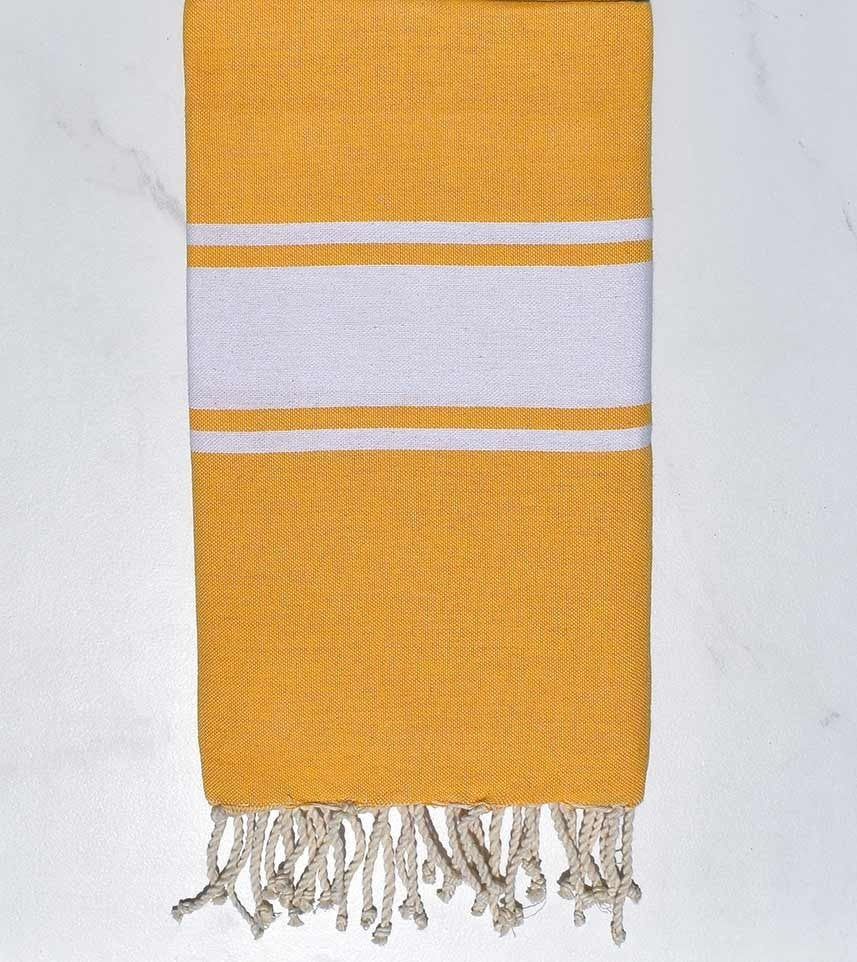 Fouta en Coton Recyclé jaune moutarde Fouta Tunisia - 1