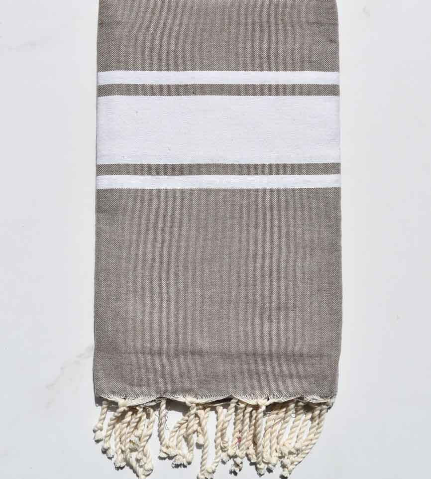 Fouta en Coton Recyclé taupe Fouta Tunisia - 1