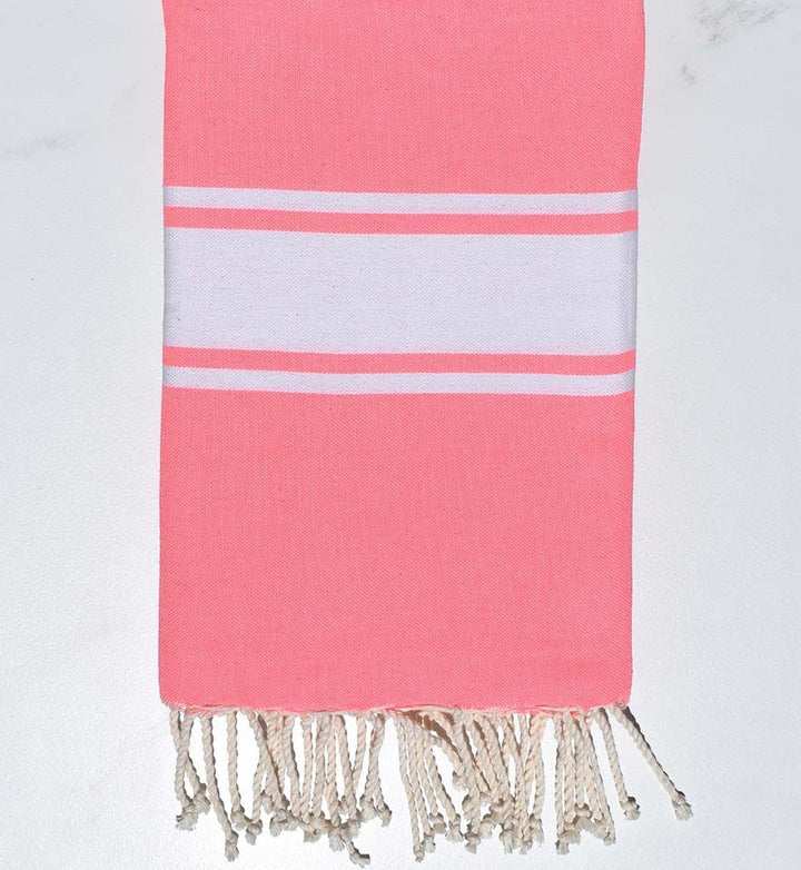 Fouta en Coton Recyclé rose fluo Fouta Tunisia - 1