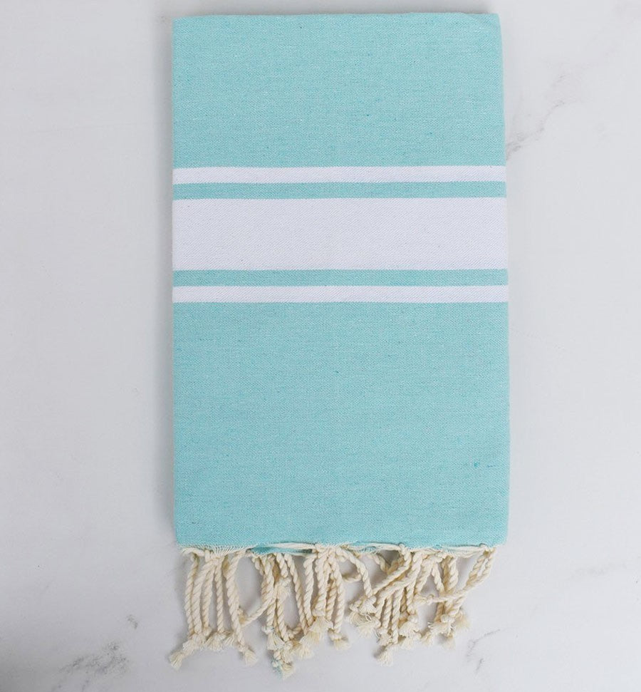 Fouta en Coton Recyclé vert d'eau Fouta Tunisia - 1