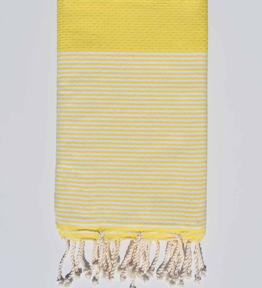 Fouta nid d'abeille en Coton Recyclé jaune Fouta Tunisia - 1