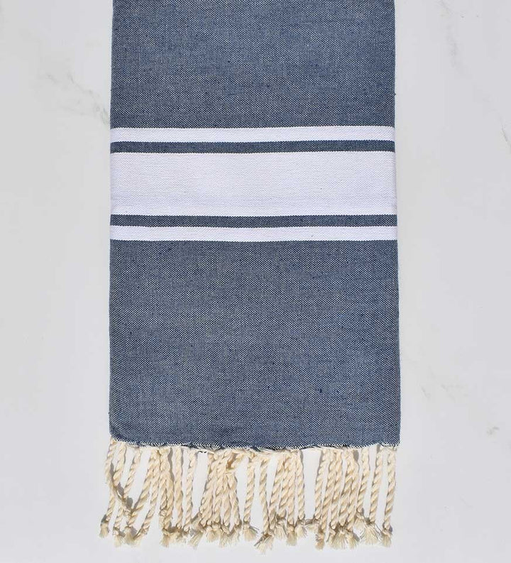 Fouta en Coton Recyclé bleu jean Fouta Tunisia - 1