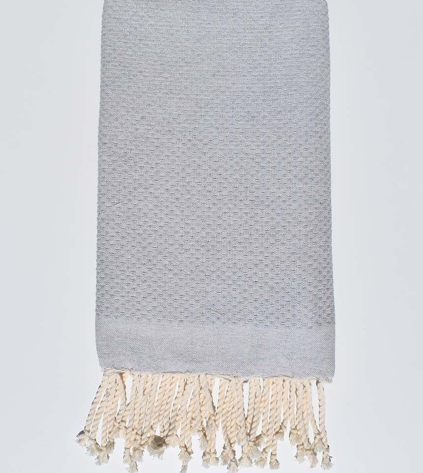 Fouta nid d'abeille unie gris clair Fouta Tunisia - 1