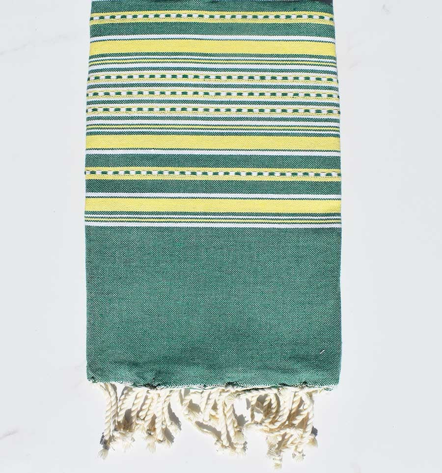 Fouta arabesque vert et jaune Fouta Tunisia - 1