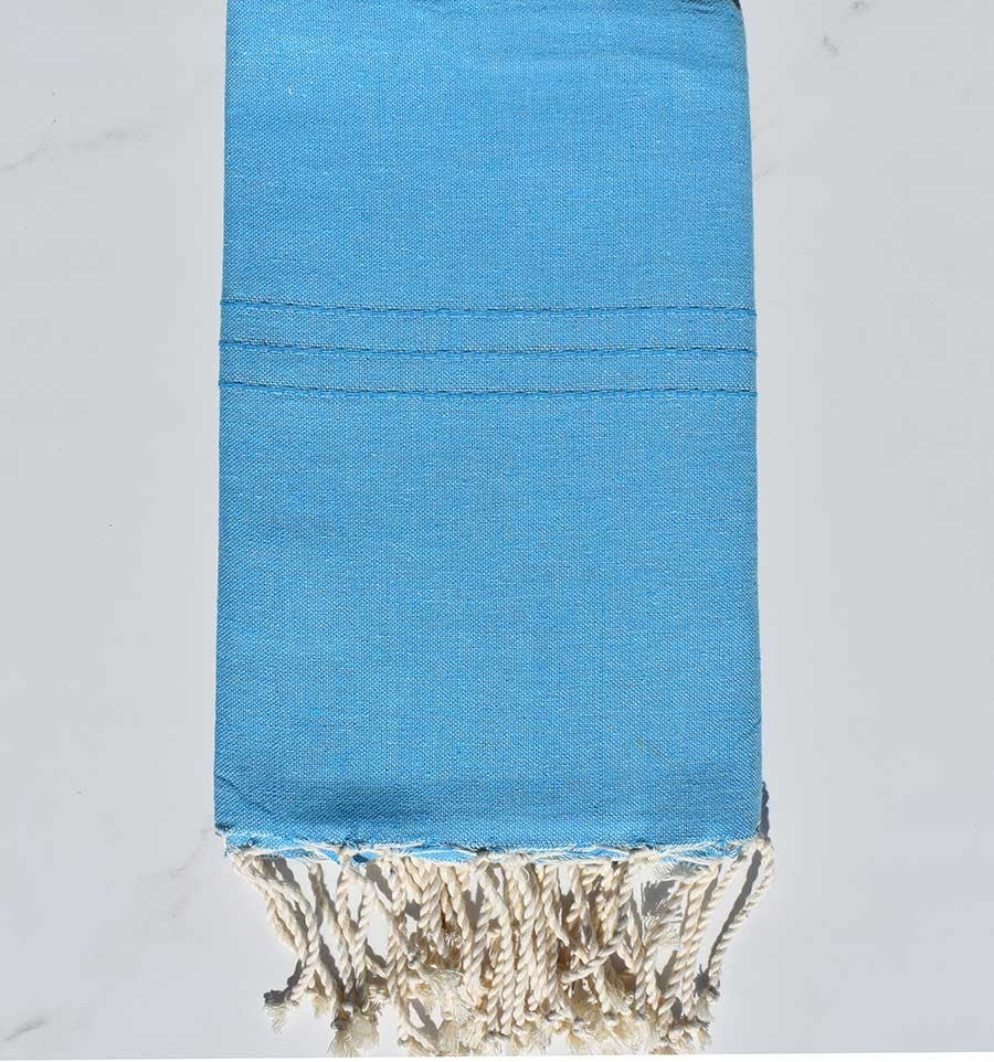 Fouta plate unie bleu azur Fouta Tunisia - 1