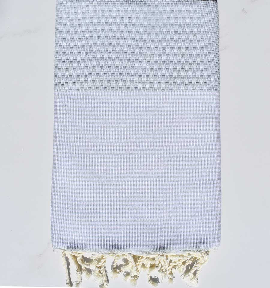 Fouta nid d'abeille bleu dragée Fouta Tunisia - 1