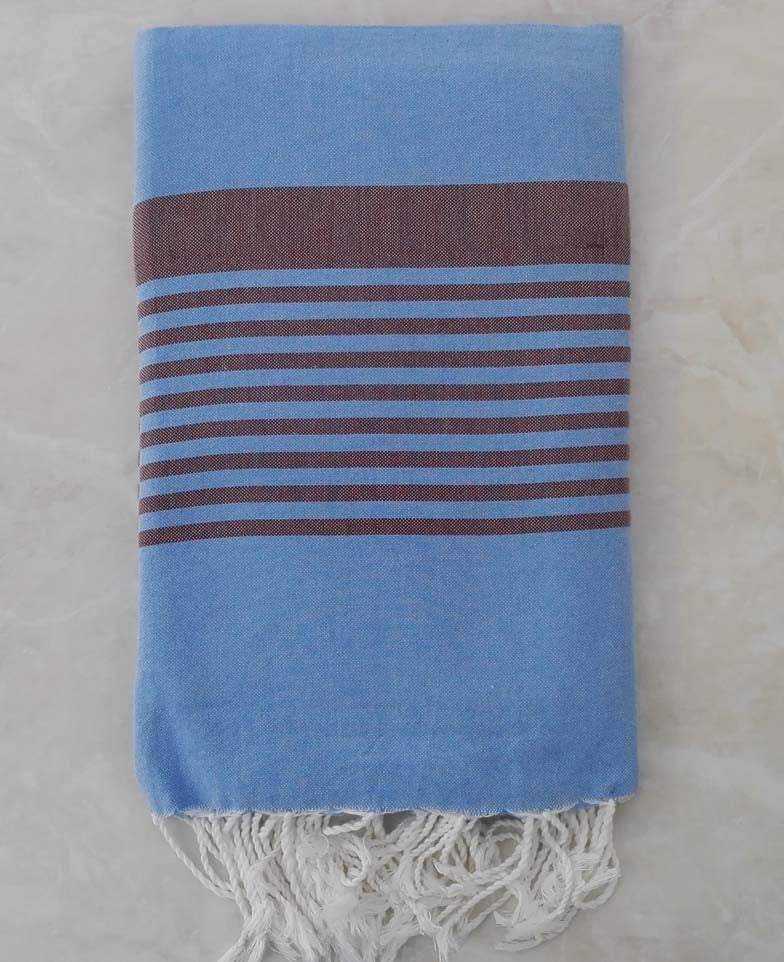 JETé bleu roi rayée marron 