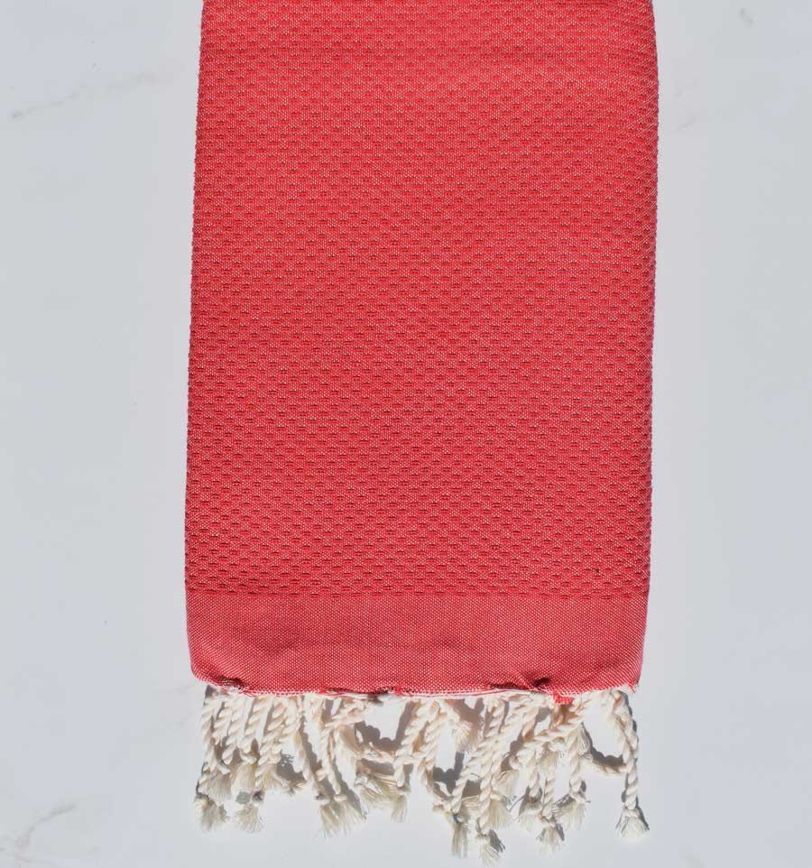 Fouta nid d'abeille unie rouge Fouta Tunisia - 1