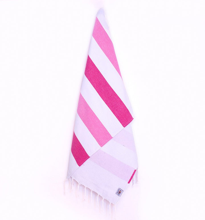 Fouta éponge voilier rose clair et fuchsia Fouta Tunisia - 2