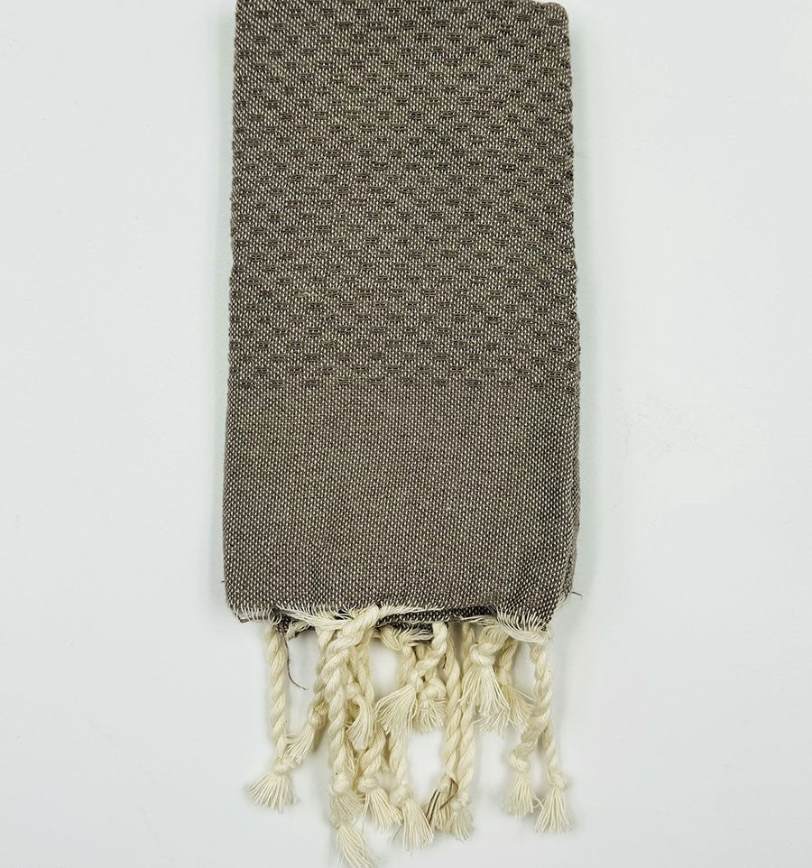 Serviette de table unie taupe marron Fouta Tunisia - 1