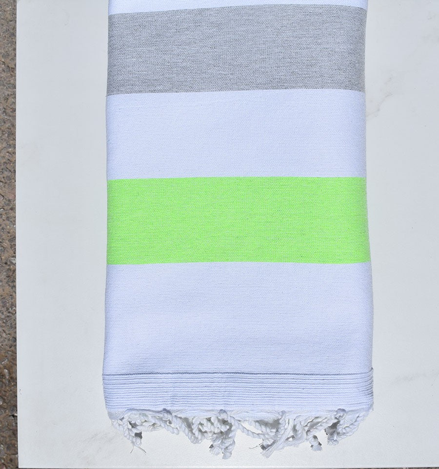 Fouta éponge voilier vert vif et gris Fouta Tunisia - 4