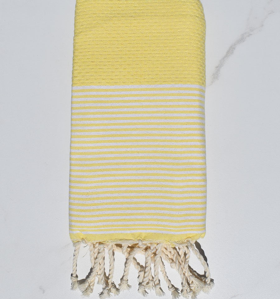Fouta enfant nid d'abeille jaune chrome  - 1
