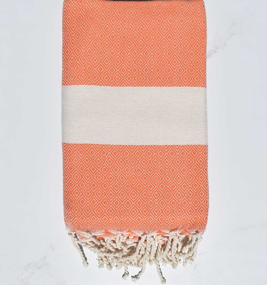 Fouta Diamant orange corail Fouta Tunisia - 3