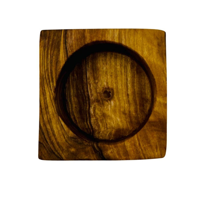 Bougeoir en bois d’olivier  - 1