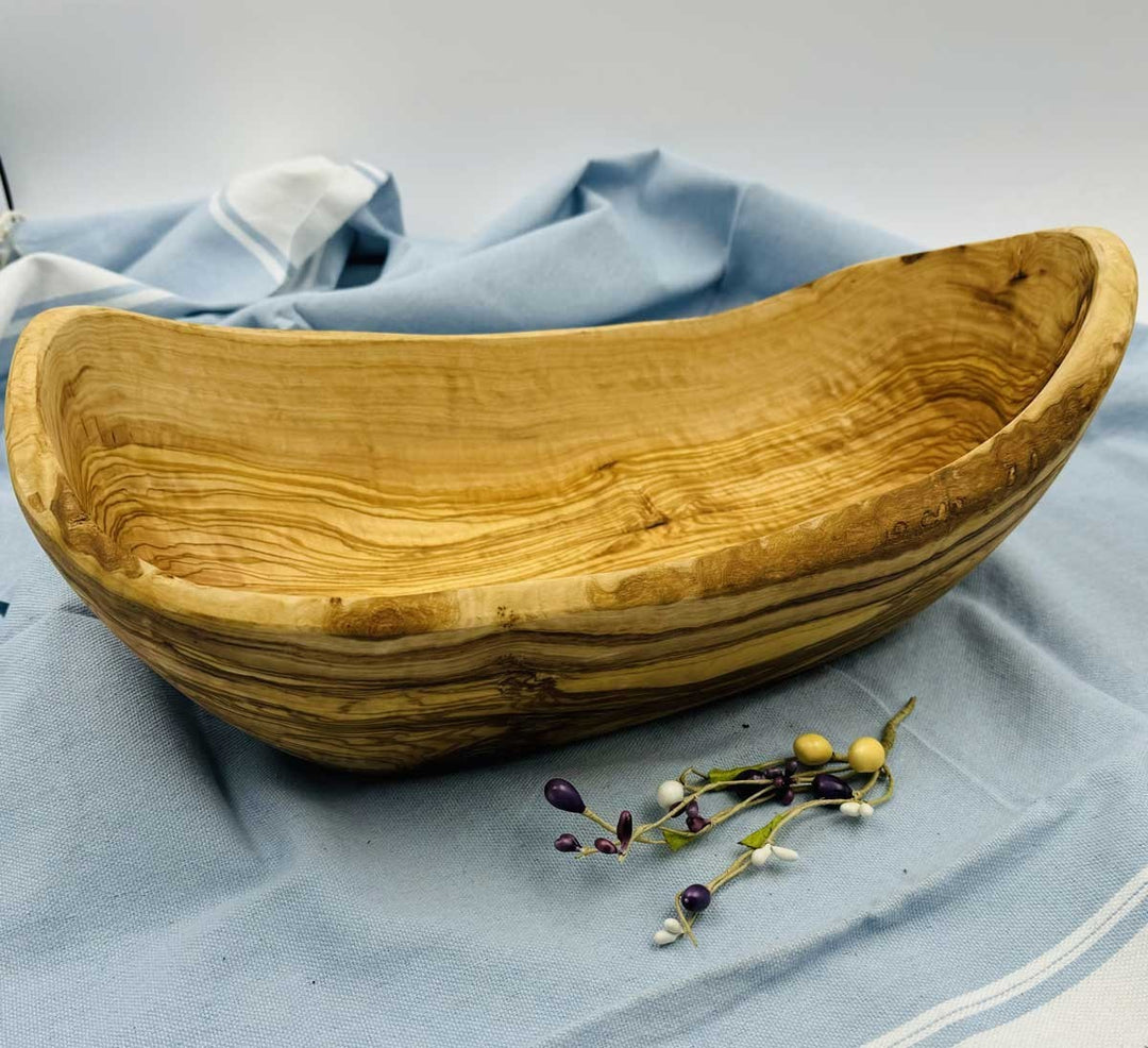 Saladier ovale en bois d'olivier  - 1