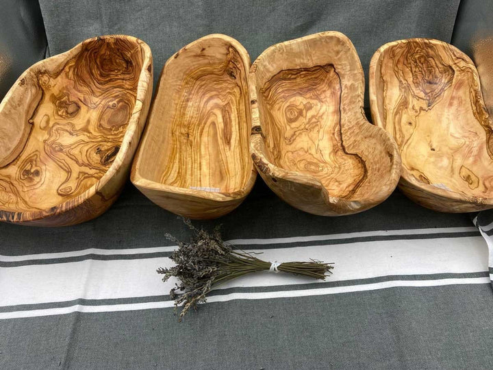 Saladier ovale en bois d'olivier  - 5