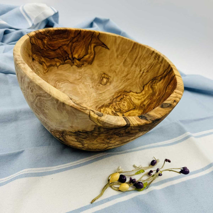 saladier rustique en bois d'olivier  - 4