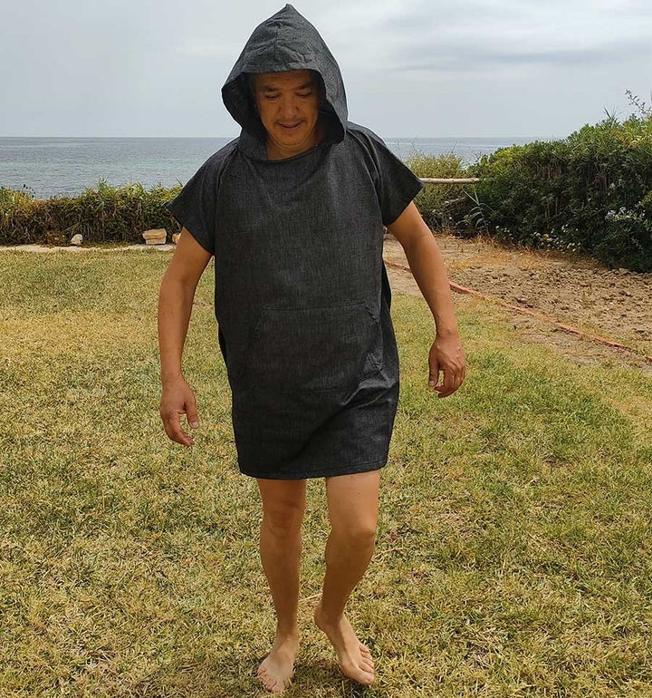 Poncho de plage noir Fouta Tunisia - 1