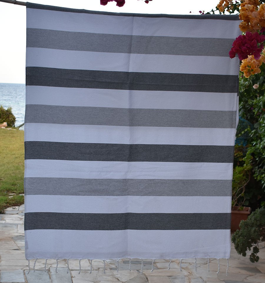 Fouta éponge voilier gris et gris clair Fouta Tunisia - 1