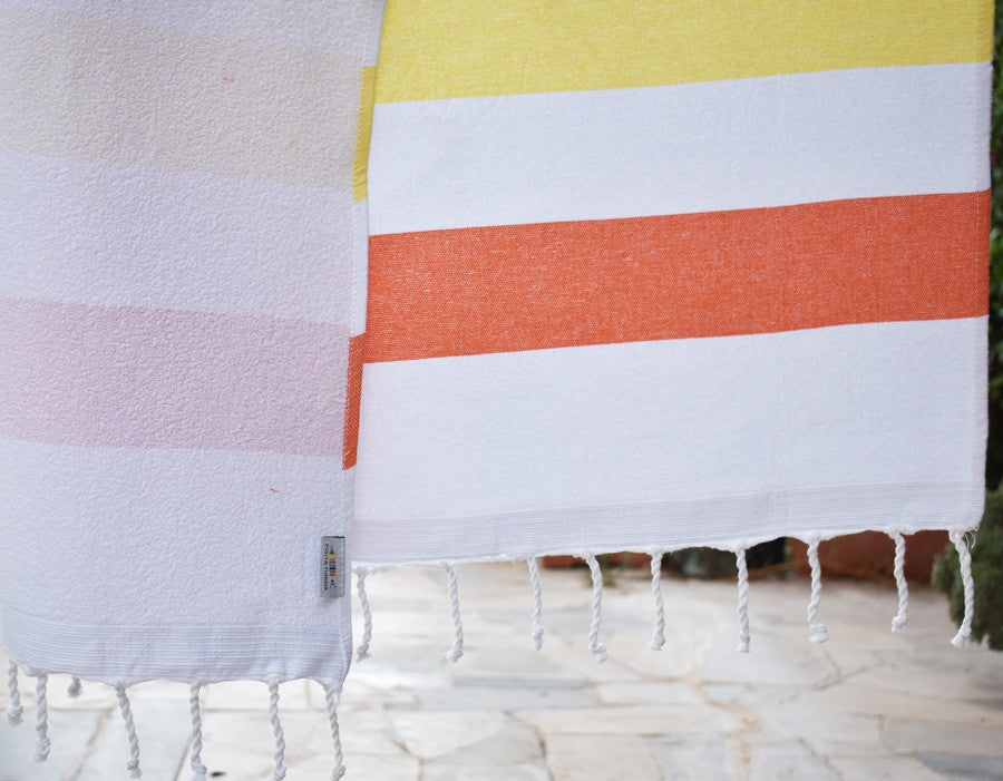 Fouta éponge voilier orange et jaune Fouta Tunisia - 4