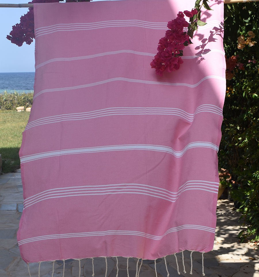 Fouta Mykonos en Coton Recyclé rose Fouta Tunisia - 3
