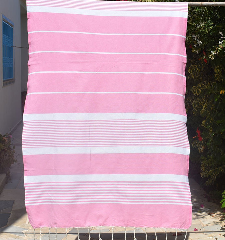 Fouta arthur en Coton Recyclé rose clair Fouta Tunisia - 4