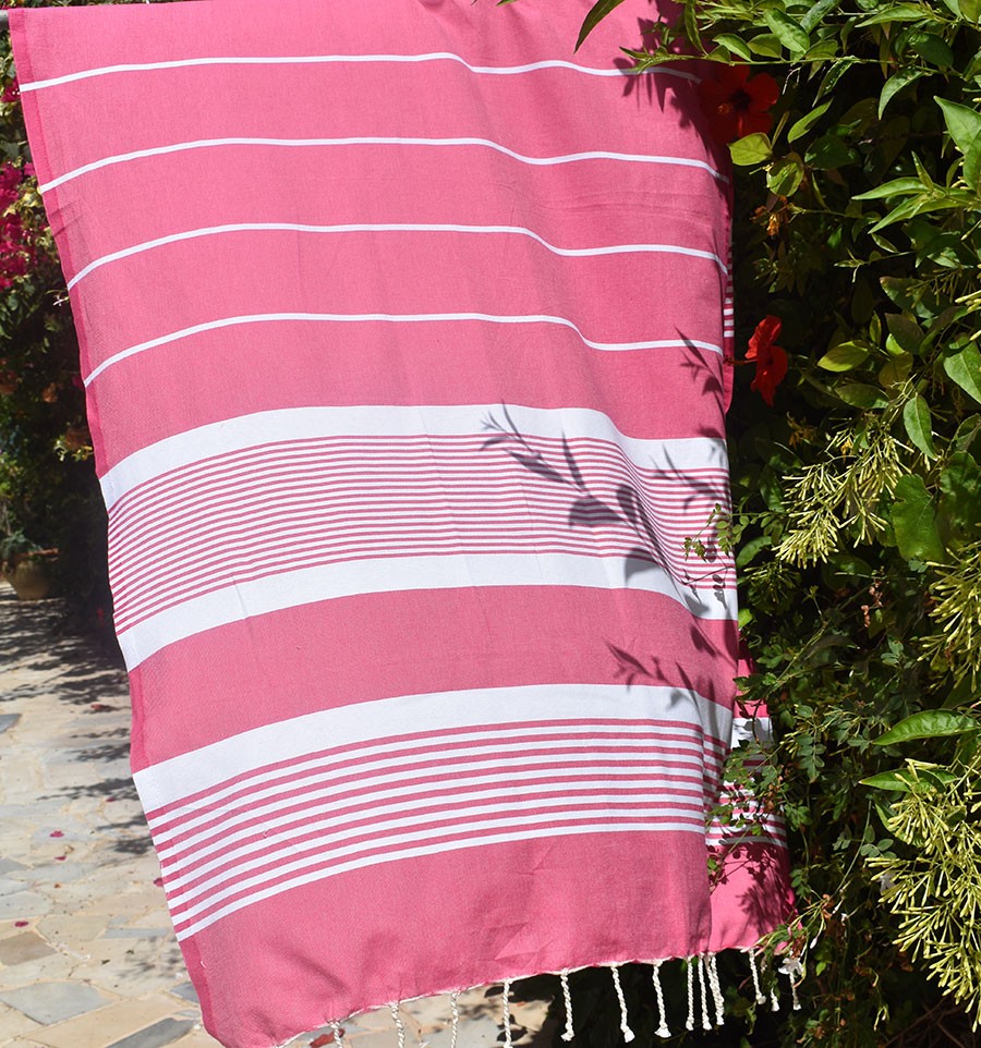Fouta arthur en Coton Recyclé rose fuchsia Fouta Tunisia - 2
