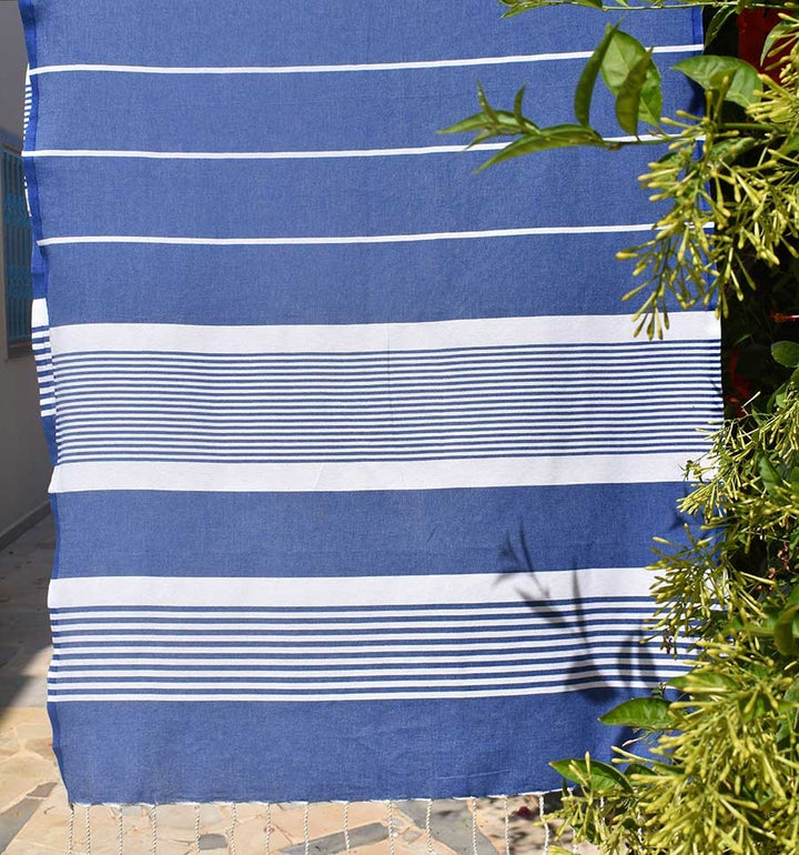 Fouta arthur en Coton Recyclé bleu Fouta Tunisia - 5