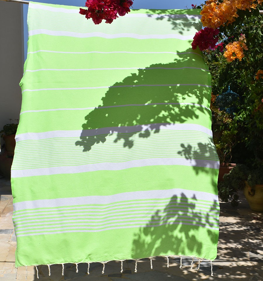 Fouta arthur en Coton Recyclé vert fluo Fouta Tunisia - 4
