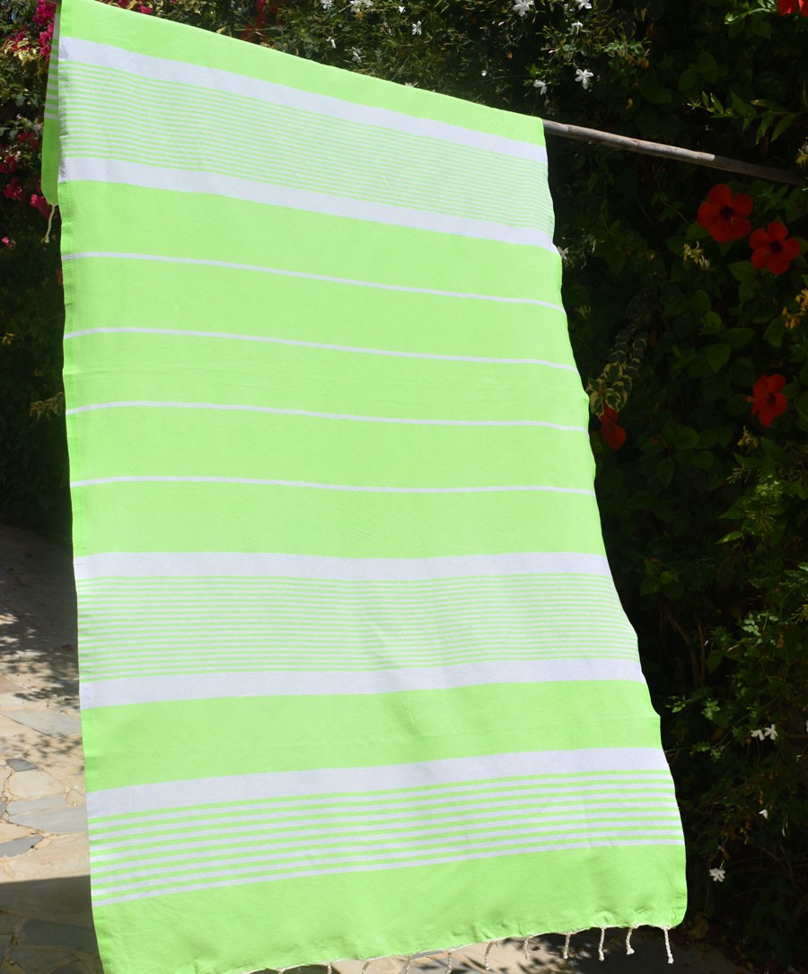 Fouta arthur en Coton Recyclé vert fluo Fouta Tunisia - 2