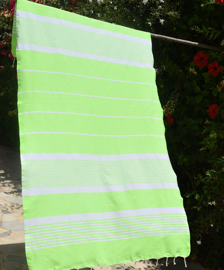 Fouta arthur en Coton Recyclé vert fluo Fouta Tunisia - 2
