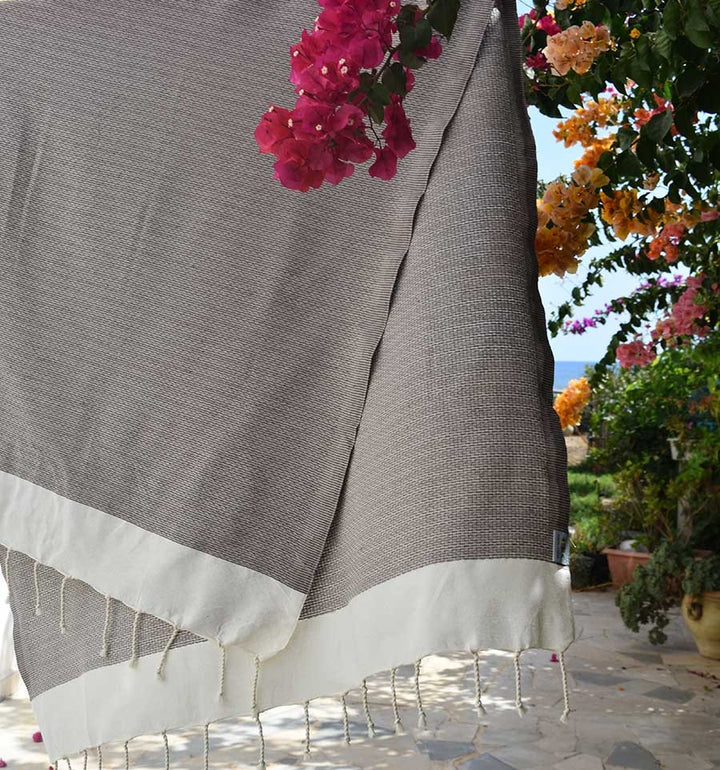 Fouta PIQUE-PIQUE taupe Fouta Tunisia - 4