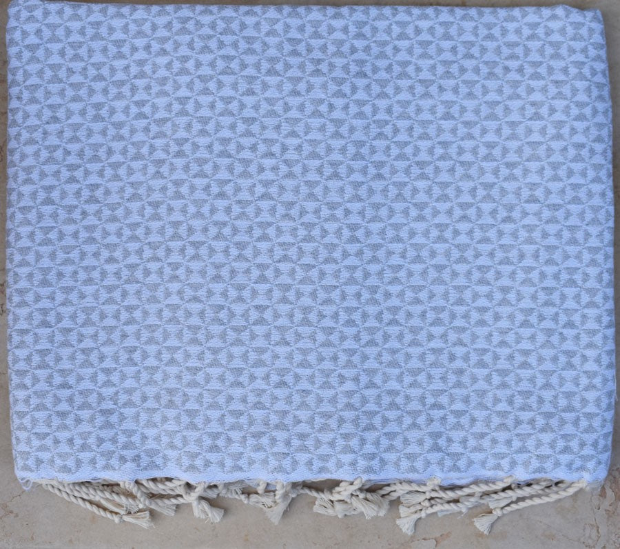 Jeté de canapé papillon gris clair Fouta Tunisia - 1