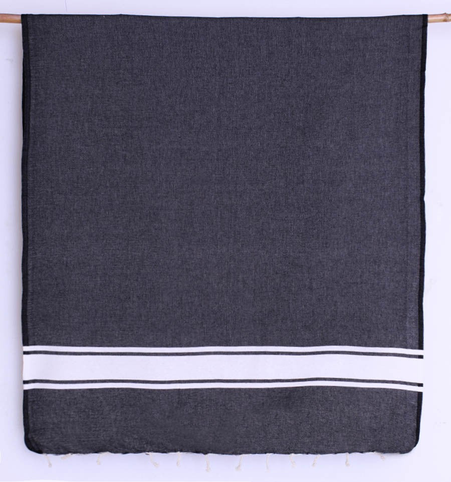 Fouta en Coton Recyclé noir Fouta Tunisia - 1