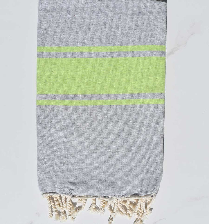 Fouta gris bandes vert anis Fouta Tunisia - 3